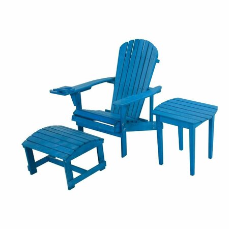 BOLD FONTIER 6 in. Earth Adirondack Backyard Chair with Phone & Cup Holder, Sky Blue BO3276128